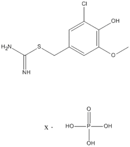 Molecular Structure of 118675-92-6 (Carbamimidothioic acid, (3-chloro-4-hydroxy-5-methoxyphenyl)methylester, phosphate (salt))